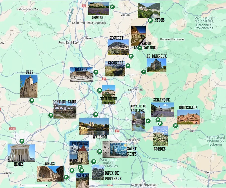 Map of tours in Provence